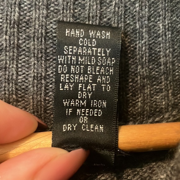 Only Mine Wool/Cashmere Cowl Neck Colorblock grey sweater - Picture 3 of 6